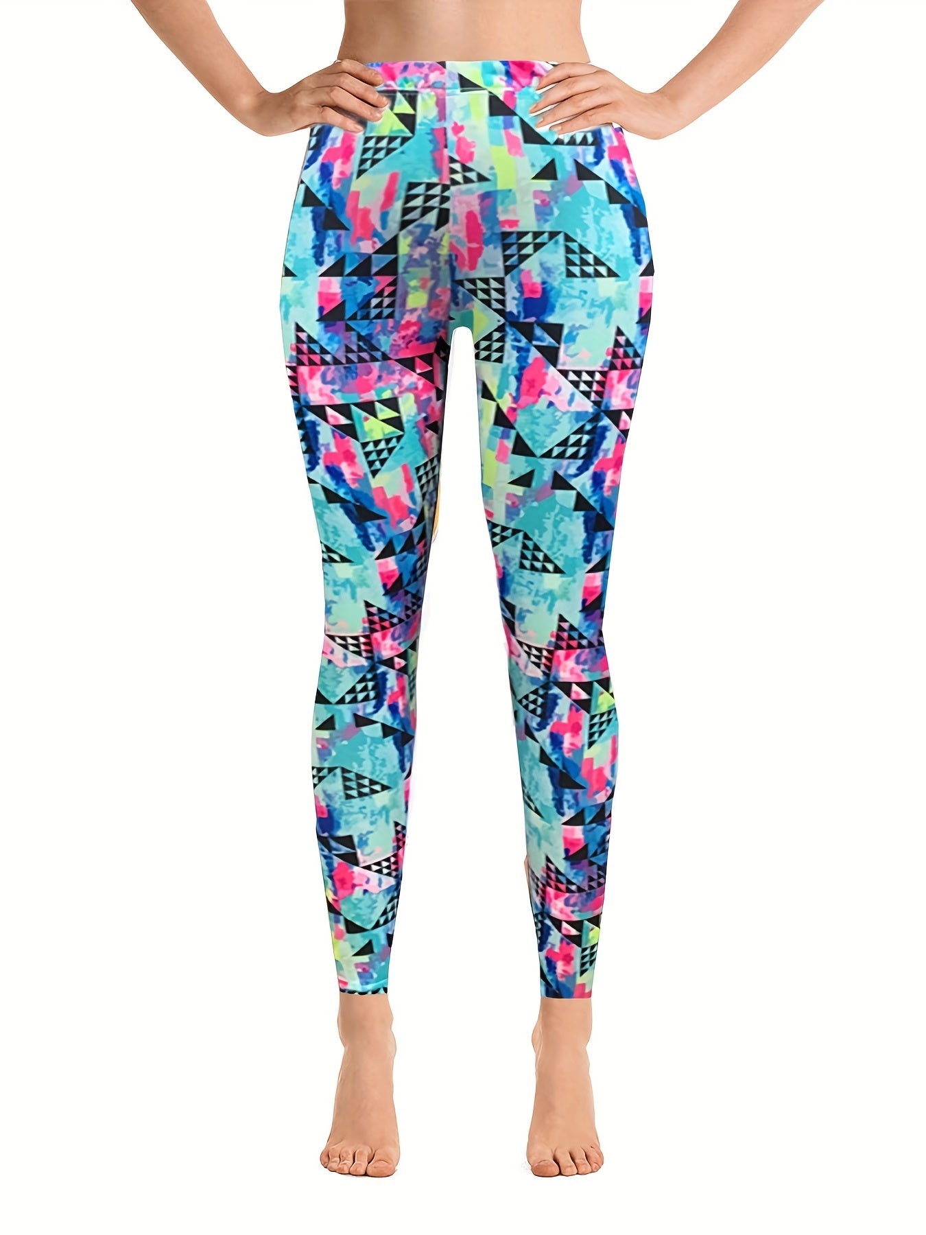 Geometric Print Skinny Leggings Stretchy Casual Leggings