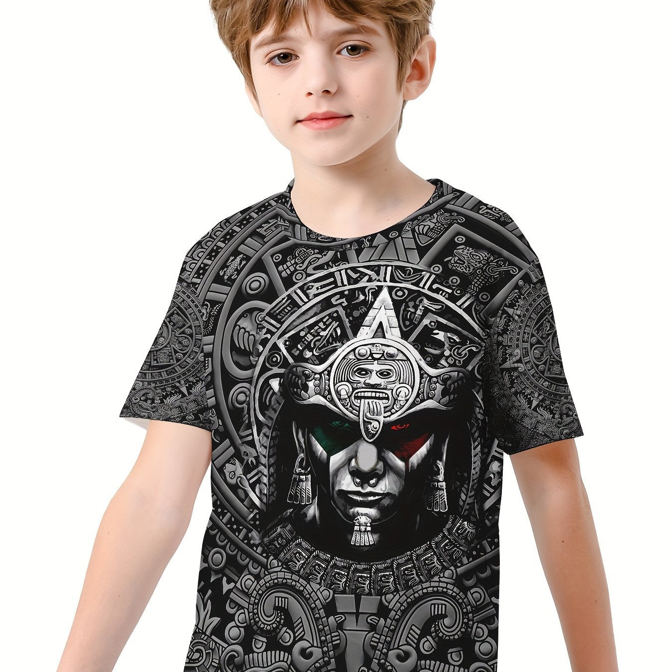 Mexico Man 3D Print Boy's Casual Tees Short Sleeve Crew Neck Comfy T shirt Kids