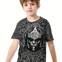 Mexico Man 3D Print Boy's Casual Tees Short Sleeve Crew Neck Comfy T shirt Kids