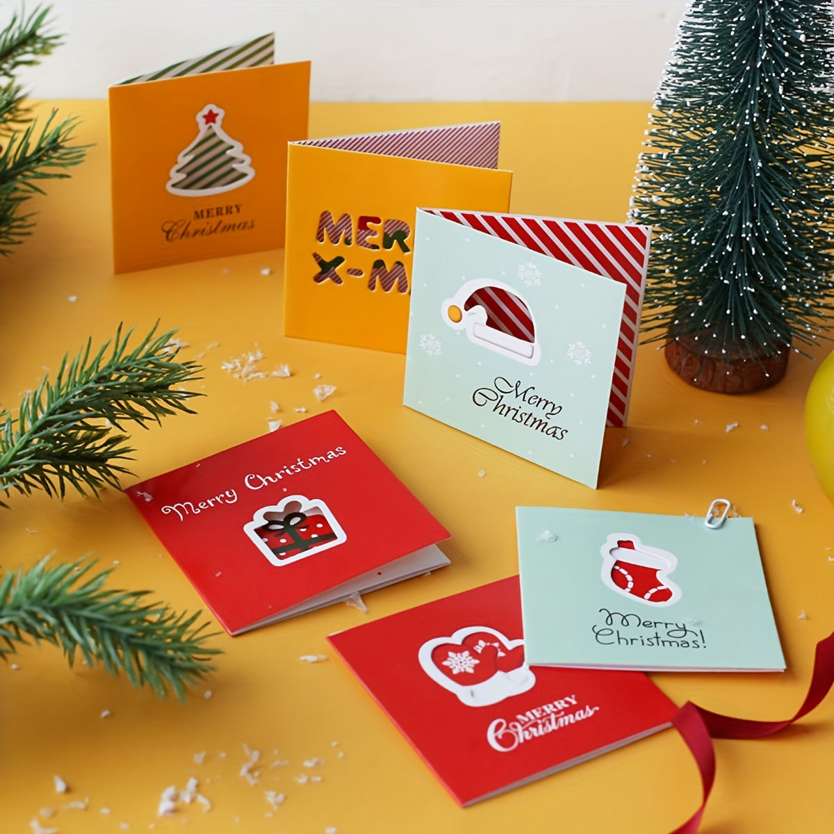 12pcs Christmas Cards Mini Thank You Blessings Greeting Cards