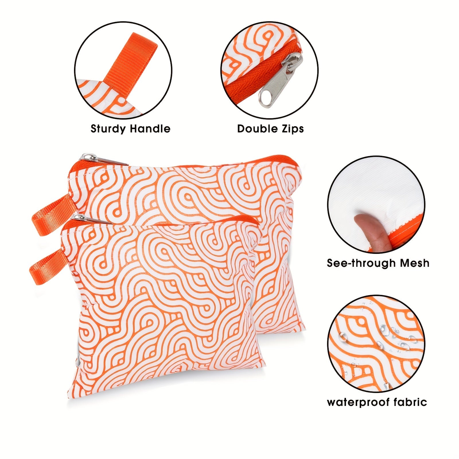 5pcs Durable Wet Dry Travel Bag Water Resistant Zipper Reusable Bags
