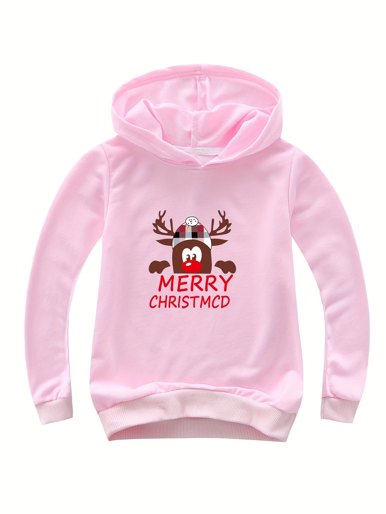 Reindeer Graphic Christmas Hoodie for Girls