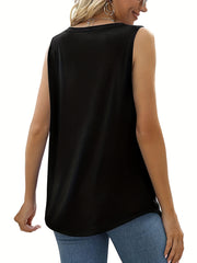 Solid Square Neck Ruched Tank Top for Women