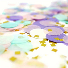1" Round Tissue Paper Table Confetti 50g Unicorn Pastel Golden Flakes