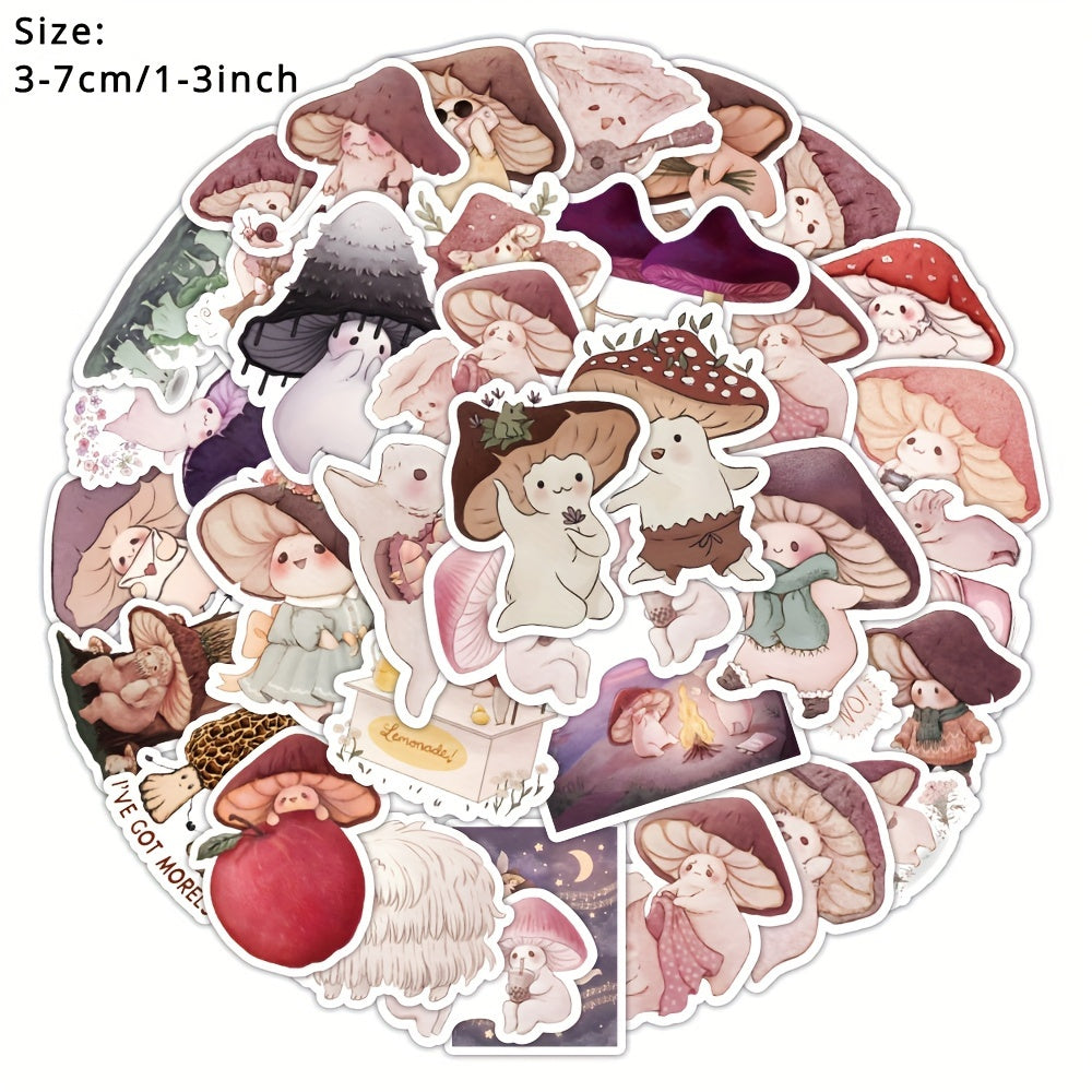 50pcs Cartoon Mushrooms Waterproof Stickers For Suitcases Phone Cases