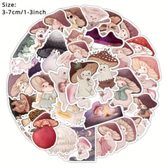 50pcs Cartoon Mushrooms Waterproof Stickers For Suitcases Phone Cases