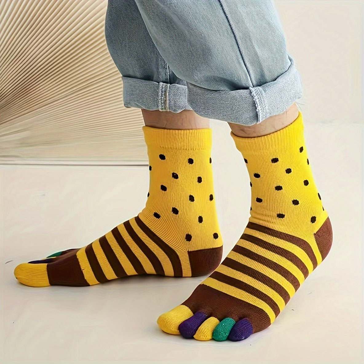 Men's Split Toe Tabi Socks Crew Novelty Anti odor Sweat Absorption