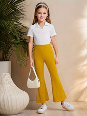 Girls' High Waist Flare Bell Bottom Knit Pants