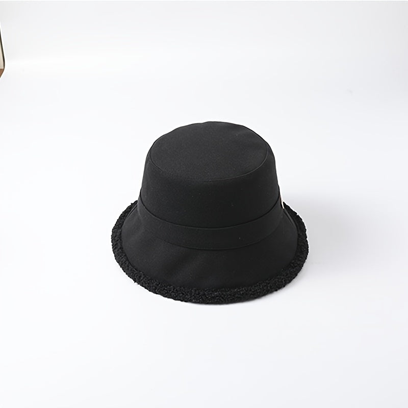 Women Winter Bucket Hat Solid Warm Hat Outdoor Casual Style Hat For Women Girls