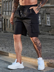 Men's Casual Pocket Waist Drawstring Cargo Shorts For Summer
