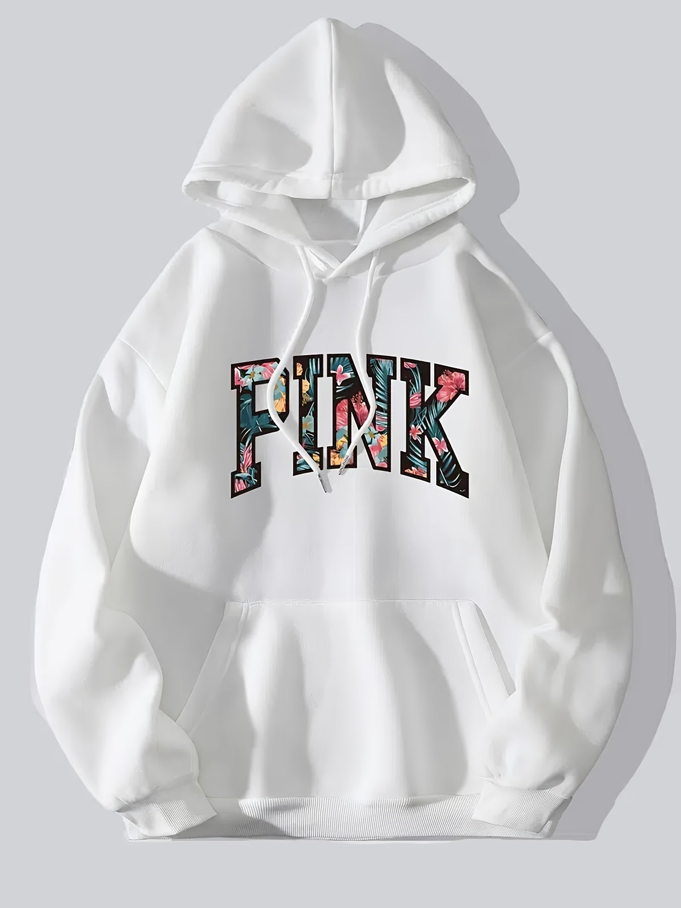 Letter Print Drawstring Hoodie Casual Sweatshirt Women's Clothing