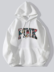 Letter Print Drawstring Hoodie Casual Sweatshirt Women's Clothing