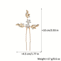 3pcs Rhinestone Leaf Hair Pin Wedding Head Jewelry