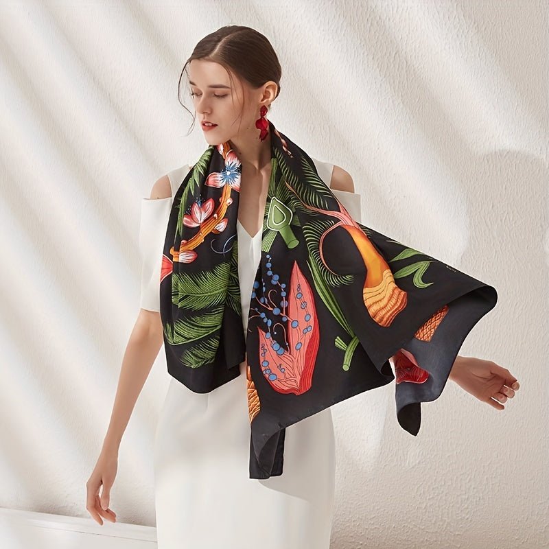 Boho Palm Pattern Bandana Silk Tube Top Shawl