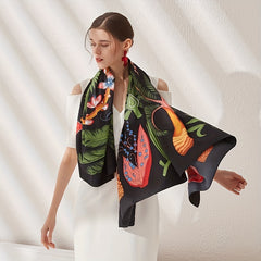 Boho Palm Pattern Bandana Silk Tube Top Shawl