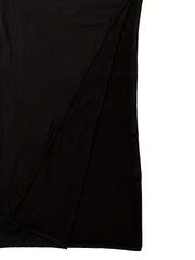 Casual 2pc Set Crew Neck Top & Split Skirt Outfit Women's Clothing