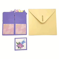Colorful Butterfly 3D Pop-up Stereo Box Greeting Card for Thanksgiving Birthday