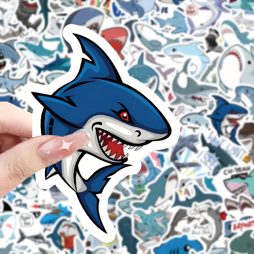 100pcs Small Shark Series Graffiti Stickers Waterproof Decorative Stickers