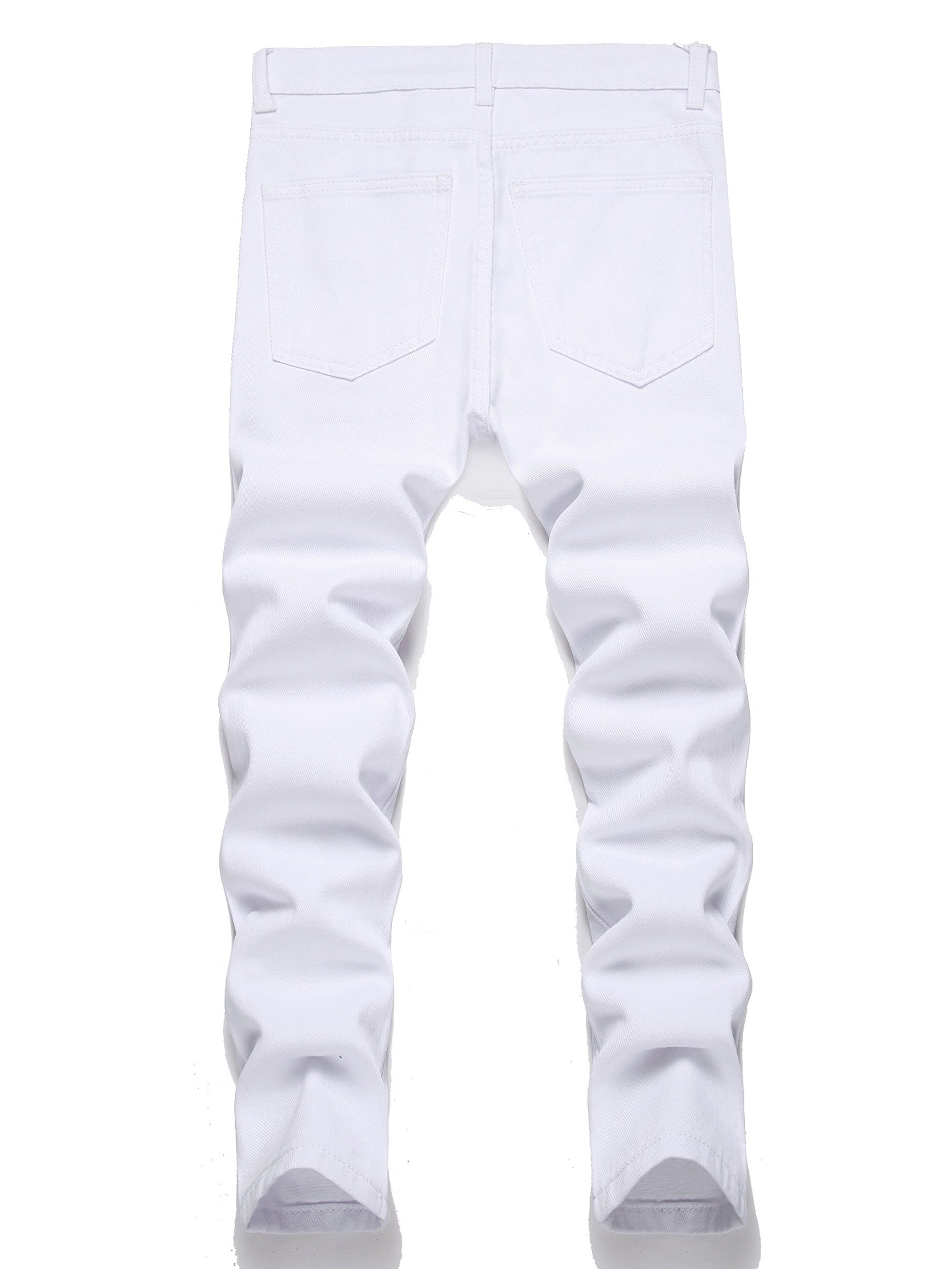 Boys Rose Print Ripped Jeans Denim Pants for Spring and Autumn