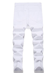 Boys Rose Print Ripped Jeans Denim Pants for Spring and Autumn