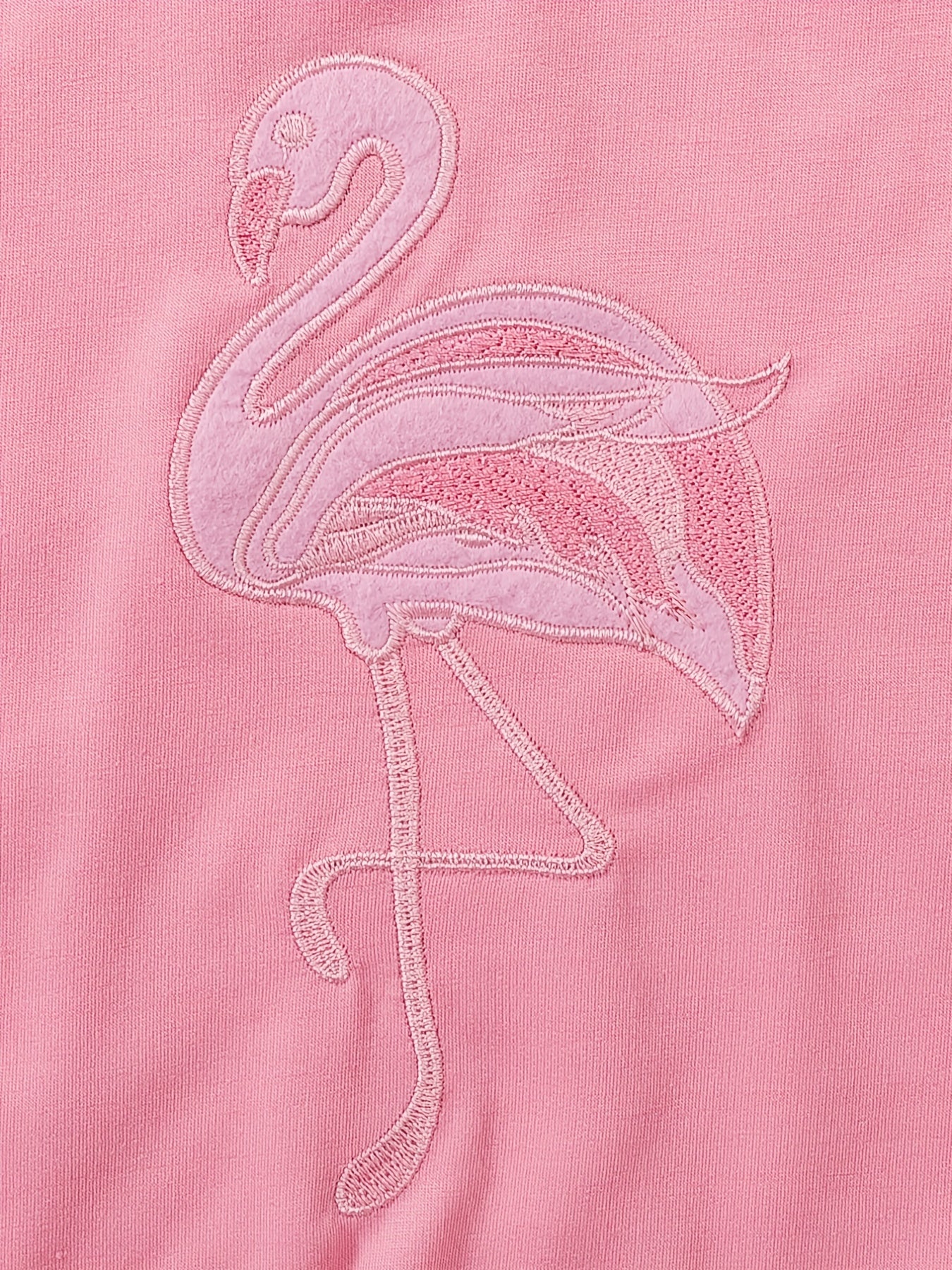 Flamingo Embroidered Girls' Comfy Sweatshirt Pullover