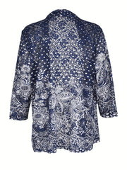 Boho Cardigan Women's Plus Paisley Print Long Sleeve Open Front