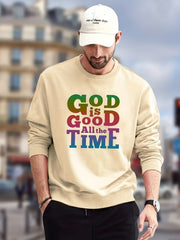 GOD IS GOOD Print Sweatshirt Men's Casual Graphic Crew Neck Pullover