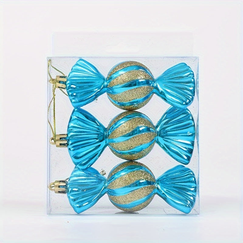 3pcs Christmas Lollipop Candy Cane Pendant Hanging Ball Ornaments