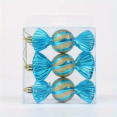 3pcs Christmas Lollipop Candy Cane Pendant Hanging Ball Ornaments