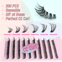 200 Pcs Natural Look Eyelash Extension 9-16mm D Curl Fluffy Fa