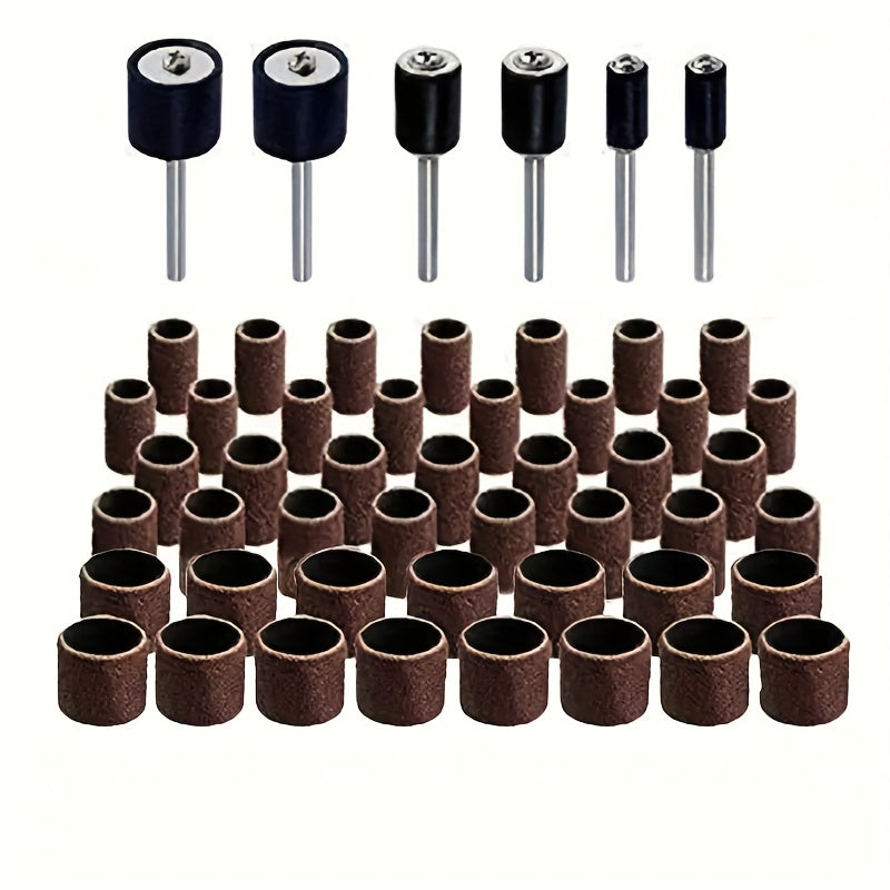 51pc Sanding Drum Kit for Drills - Rubber Drum Mandrels, 50 Sanding Sleeves