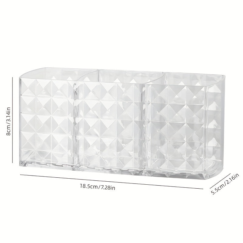 2pcs Transparent Makeup Storage Box 3-grid Multifunctional