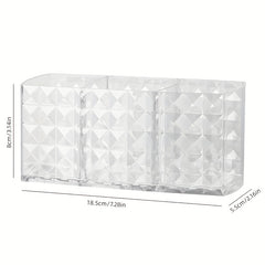2pcs Transparent Makeup Storage Box 3-grid Multifunctional