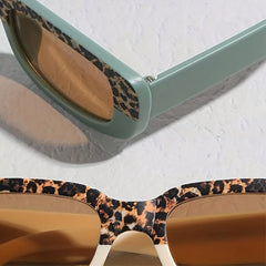Teen Retro Leopard Print Sunglasses UV Protection for Outdoor Activities