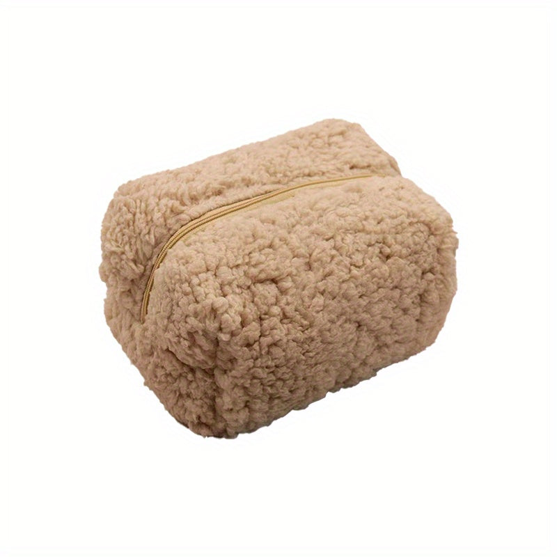 Plush Cosmetic Bag Travel Makeup Storage Bag Zipper Minimalist Makeup Bag