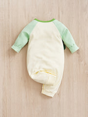 Cotton Dinosaur Pattern Stitching Long Sleeve Baby Bodysuit