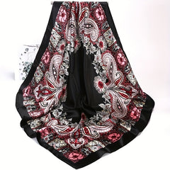 Fashionable Cashew Print Satin Square Scarf Large Shawl for Men