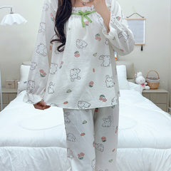 Rabbit Print Pajama Set Women's Sleepwear