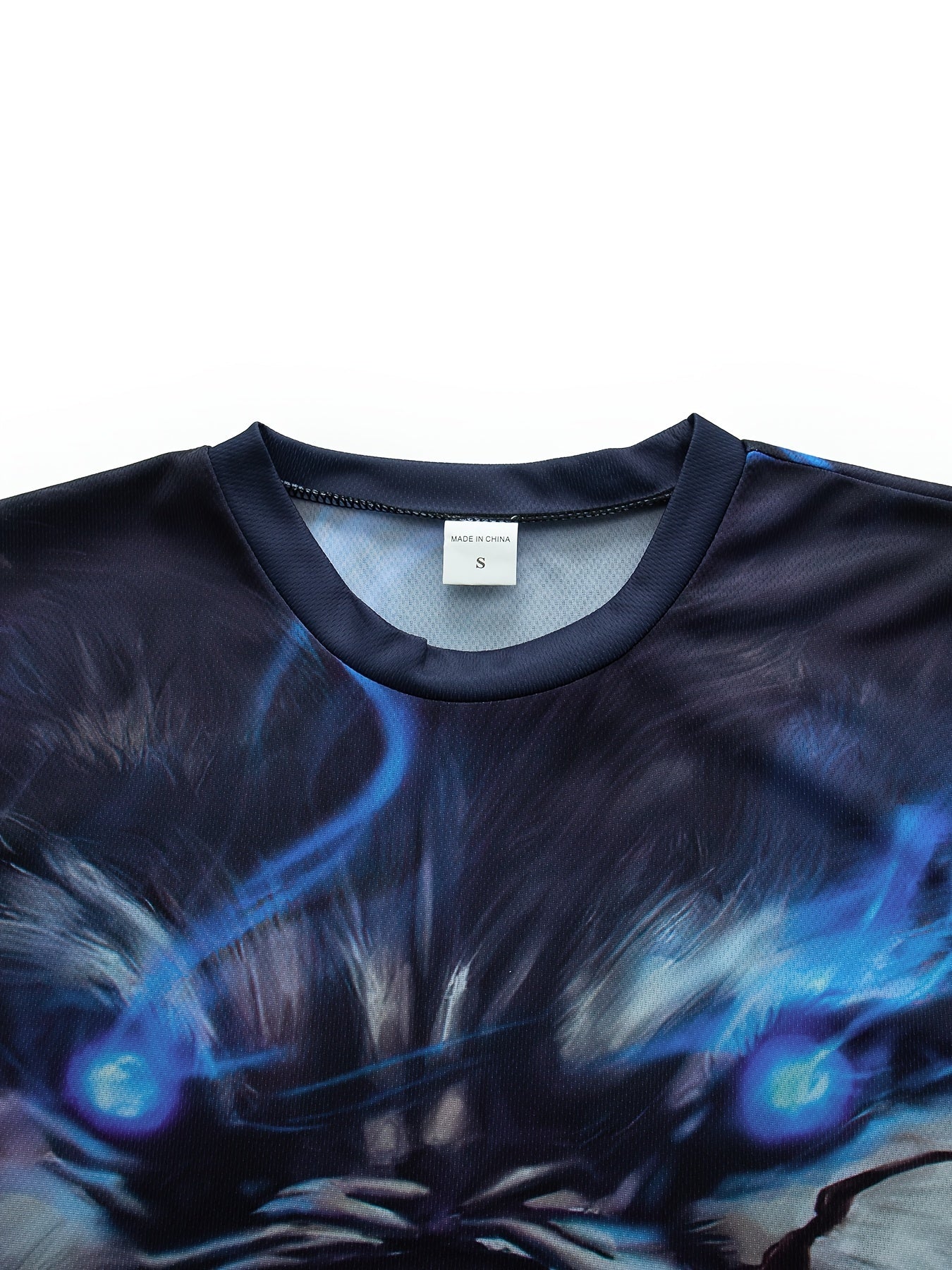 Men's Wolf Pattern Sports T-shirt Round Neck Tee Shirt