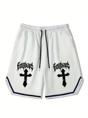 Men's Cross Graphic Drawstring Stretchy Shorts