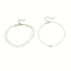 Stylish Double Layer Pearl Anklet Set for Men and Women