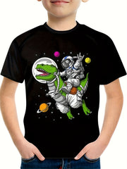 Astronaut Dinosaur Print Boy's T-shirt