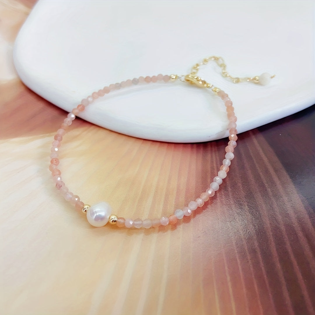 Strawberry Crystal Faux Pearl Bracelet for Girls