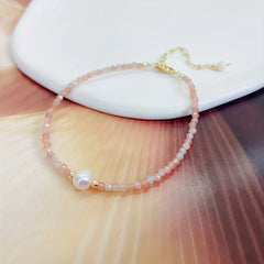 Strawberry Crystal Faux Pearl Bracelet for Girls