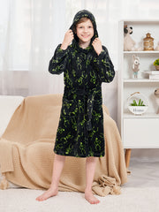 Kid's Cartoon Hooded Flannel Bathrobe PJ Set