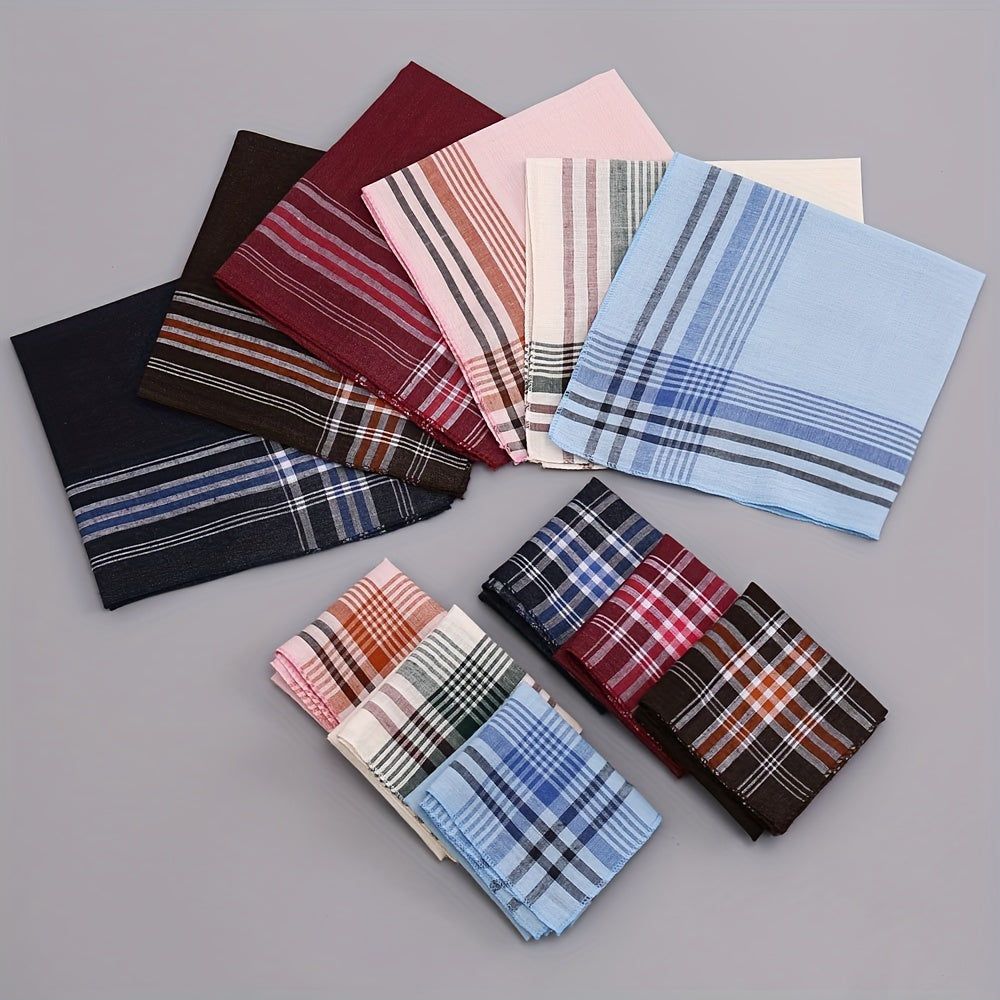 12 Pack Men's Pocket Squares Navy Burgundy Pink Green Brown Beige Gray