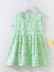 Girls Floral Cotton Silk Dress Princess Dress Kids Summer Sleep Dress