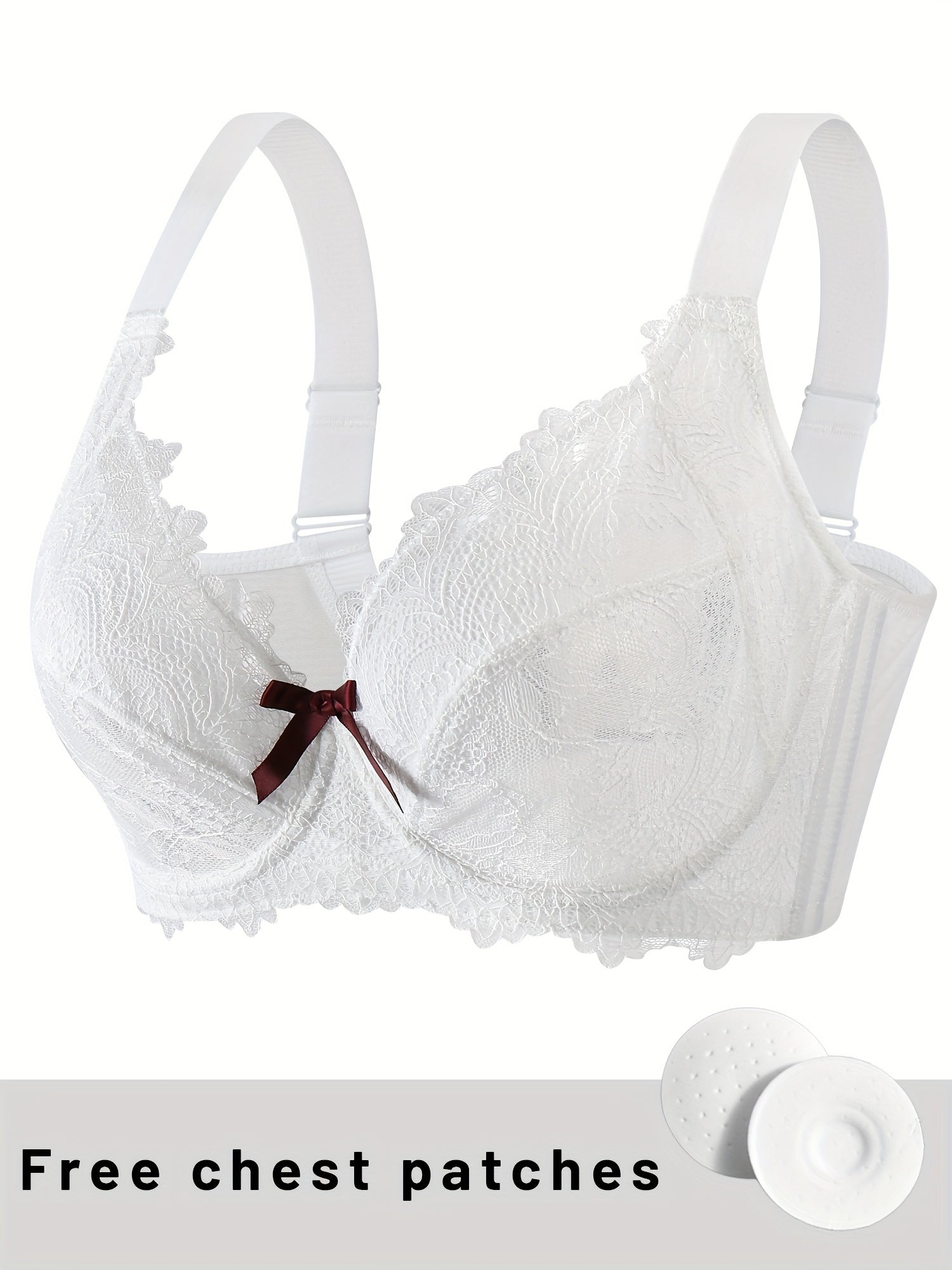 Floral Jacquard Lace Bra Medium Stretch Push Up Bra