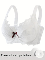 Floral Jacquard Lace Bra Medium Stretch Push Up Bra