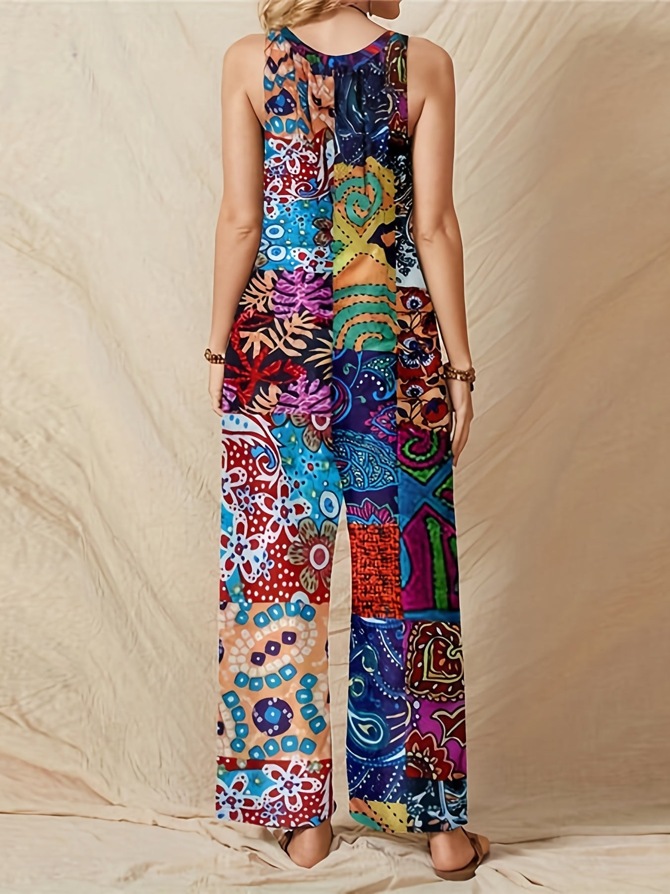 Boho Floral Wide Leg Jumpsuit for Women